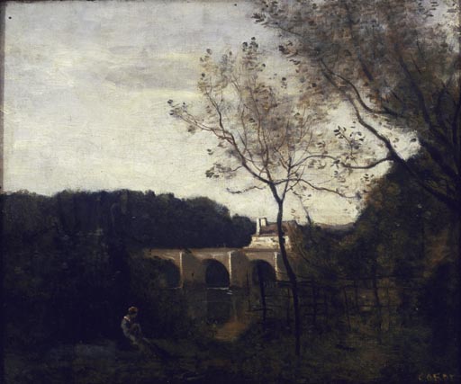 Die alte Bruecke zu Mantes a Jean-Babtiste-Camille Corot