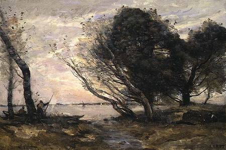 The Banks of the Lake after the Flood a Jean-Babtiste-Camille Corot