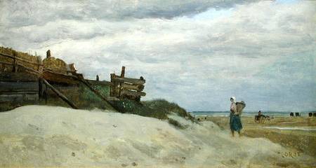 The Beach at Dunkirk a Jean-Babtiste-Camille Corot