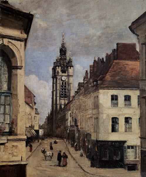 The Belfry of Douai a Jean-Babtiste-Camille Corot