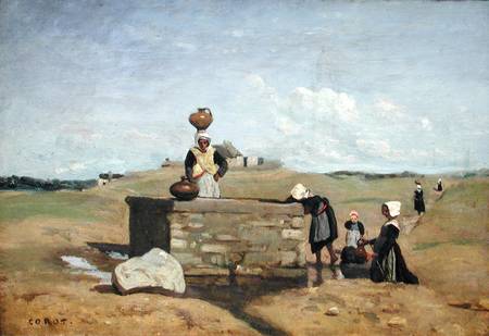 Breton Women at the Well near Batz a Jean-Babtiste-Camille Corot