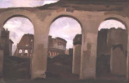 The Colosseum, seen through the Arcades of the Basilica of Constantine a Jean-Babtiste-Camille Corot