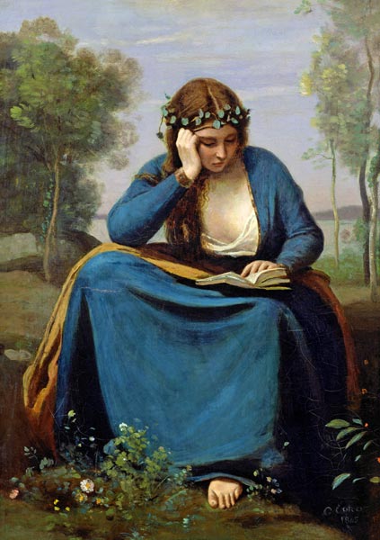 The Reader Crowned with Flowers, or Virgil's Muse a Jean-Babtiste-Camille Corot