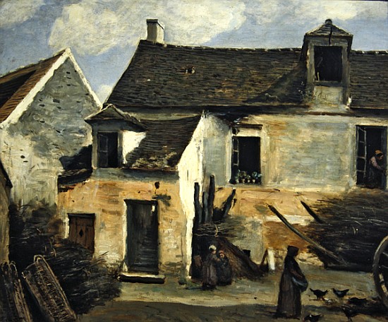 Courtyard of a bakery near Paris, or Courtyard of a House near Paris, c.1865-70 a Jean-Babtiste-Camille Corot