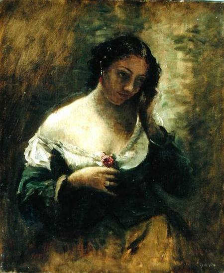 The Girl With The Rose a Jean-Babtiste-Camille Corot