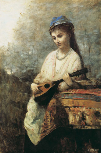 Girl with mandolin a Jean-Babtiste-Camille Corot