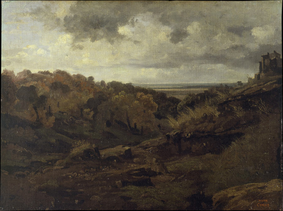 Italian Landscape near Marino in Autumn a Jean-Babtiste-Camille Corot