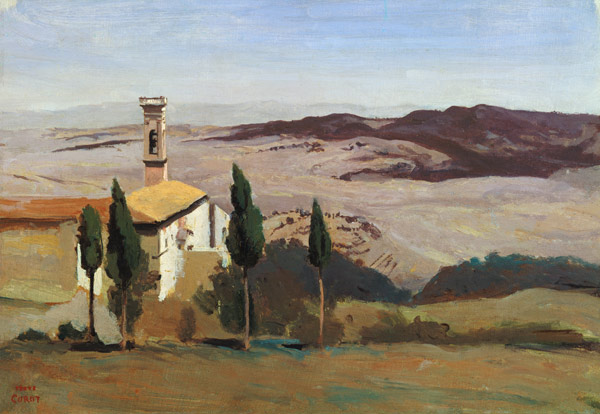 Volterra, Church and Bell Tower a Jean-Babtiste-Camille Corot