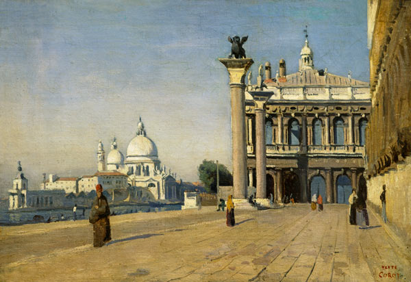 Morgens auf dem Markus-Platz in Venedig. a Jean-Babtiste-Camille Corot