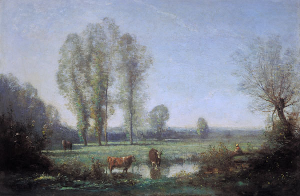 Morning mist a Jean-Babtiste-Camille Corot