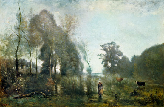 The pond at Ville d'Avray a Jean-Babtiste-Camille Corot