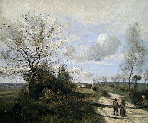Saintry, near Corbeil, the white road (oil on canvas) a Jean-Babtiste-Camille Corot