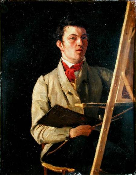 Self Portrait, Sitting next to an Easel a Jean-Babtiste-Camille Corot