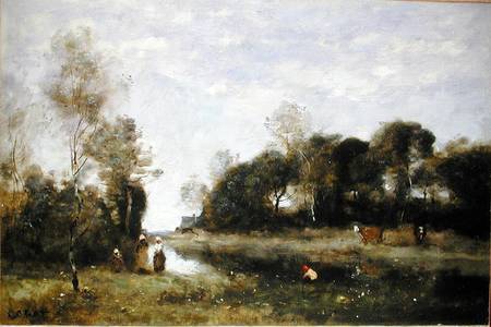 Souvenir of the Bresle at Incheville a Jean-Babtiste-Camille Corot