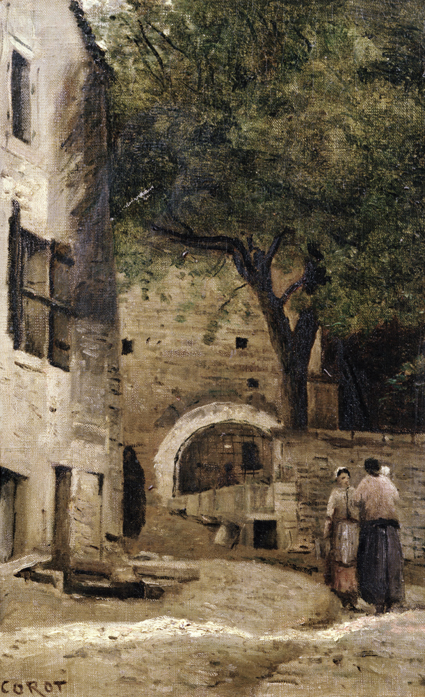 A village scene (oil on canvas) a Jean-Babtiste-Camille Corot