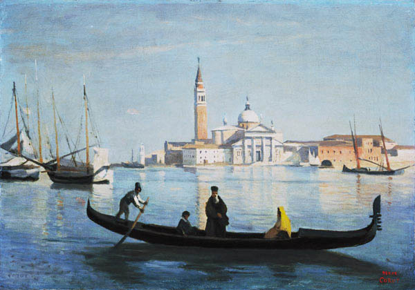 Grandee, Venice, travel around on the Canale a Jean-Babtiste-Camille Corot