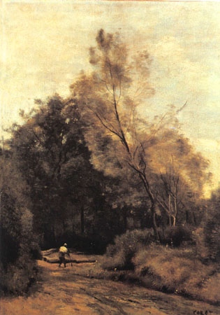 Way at the edge of the forest at Vimoutiers a Jean-Babtiste-Camille Corot