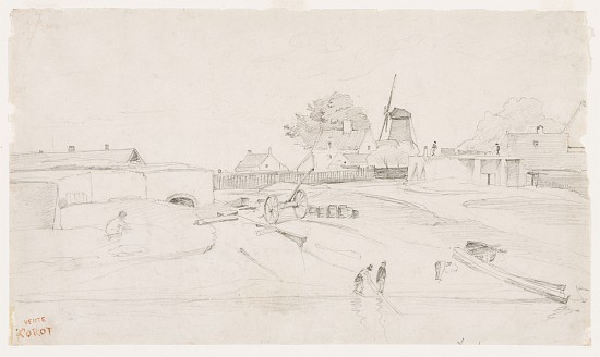 Windmill at Dunkirk a Jean-Babtiste-Camille Corot