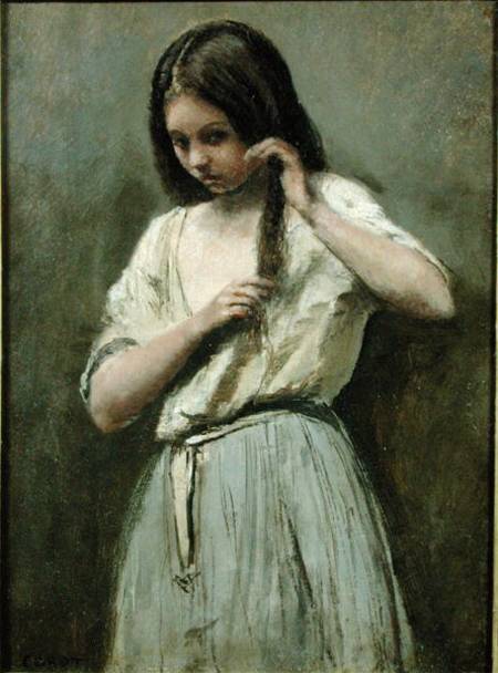 Young Girl at her Toilet a Jean-Babtiste-Camille Corot