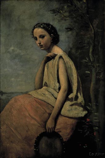 Zingara au tambour de basque (Zigeunerin mit Tambourin) a Jean-Babtiste-Camille Corot