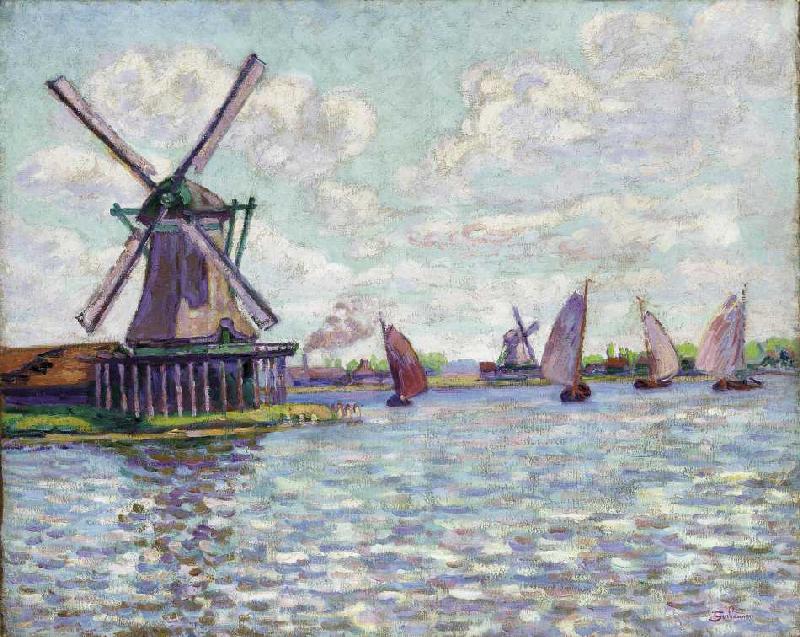 Windmühlen in Holland a Jean-Baptiste Armand Guillaumin