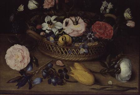 Basket with flowers a Jean-Baptist Bosschaert