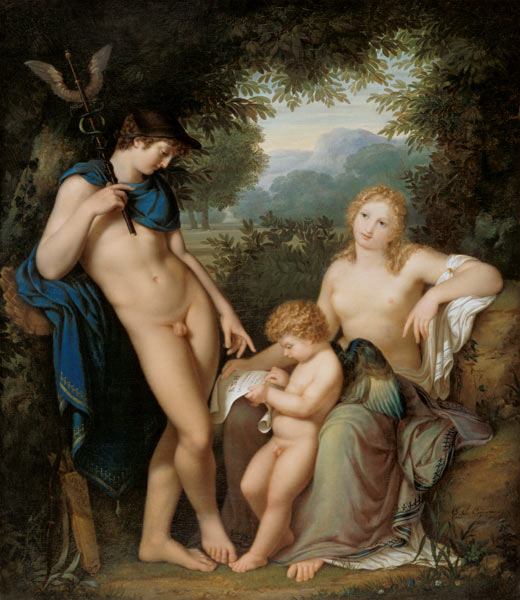 The lesson Amors by Venus and Mercury a Jean-Baptist-Claude Gagneraux