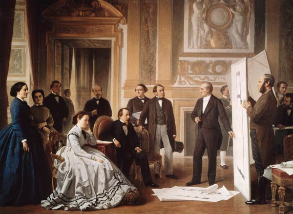 Louis Visconti (1791-) Presenting the New Plans for the Louvre to Napoleon III (1808-73) a Jean Baptiste Ange Tissier