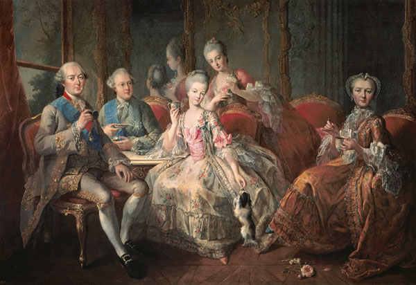 The Penthievre Family or The Cup of Chocolate a Jean-Baptiste Charpentier d. Ä.