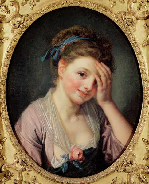 Young Girl with a Rose a Jean Baptiste Greuze