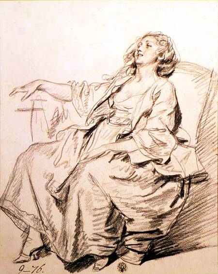 Young Woman Sitting in an Armchair a Jean Baptiste Greuze