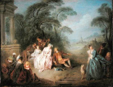A Gathering in a Park a Jean-Baptiste Joseph Pater