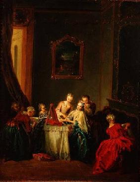 The Toilet: Young woman at her Dressing Table