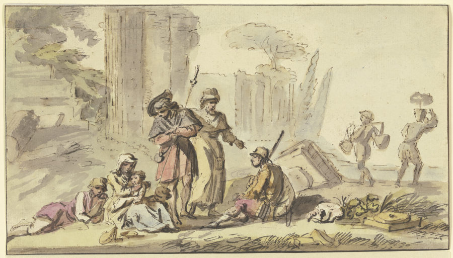 Ruhende Pilger bei Ruinen a Jean-Baptiste Lallemand