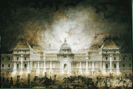 The Luxembourg Palace Illuminated for the Fete du Roi in 1780 (pen & ink and bistre on paper) a Jean Baptiste Marechal
