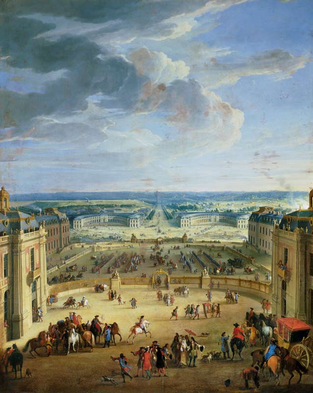 Perspective View from the Chateau of Versailles of the Place d'Armes and the Stables a Jean-Baptiste Martin
