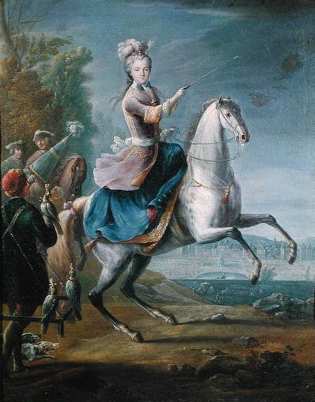 Equestrian Portrait of Maria Leszczynska (1703-68) a Jean-Baptiste Martin