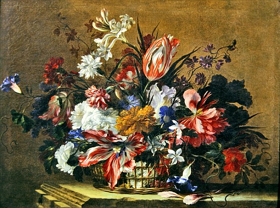 Basket of flowers a Jean-Baptiste Monnoyer
