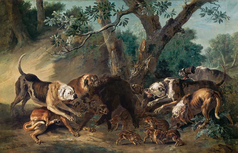 A Wild Sow and her Young Attacked by Dogs a Jean Baptiste Oudry