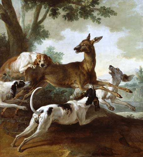 A Deer Chased by Dogs a Jean Baptiste Oudry