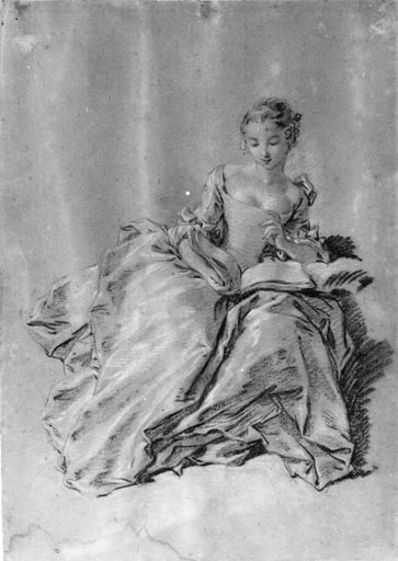 Femme assise et lisant a Jean Baptiste Oudry