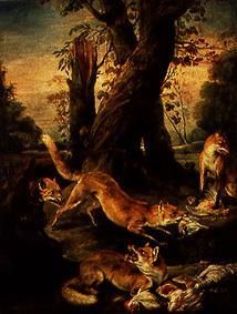 Foxes with her spoils a Jean Baptiste Oudry