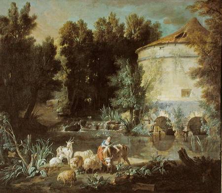 Landscape with a Round Tower a Jean Baptiste Oudry