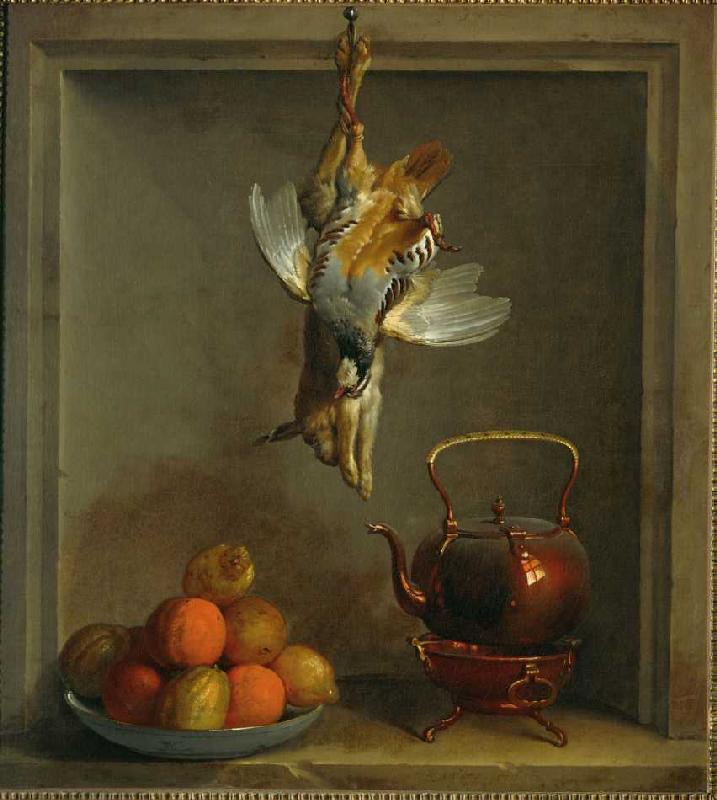 Rebhuhn, Hase, Zitronen, Orangen und Teekessel. a Jean Baptiste Oudry