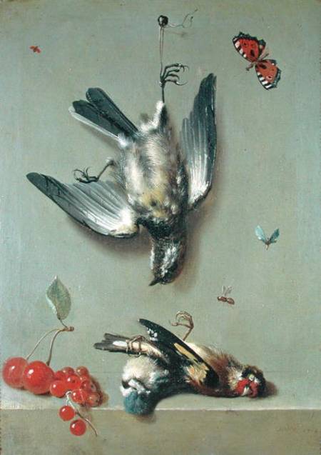 Still Life of Dead Birds and Cherries a Jean Baptiste Oudry