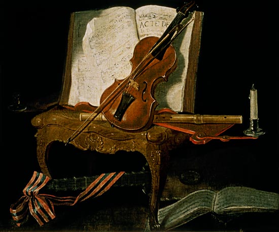 Still Life with a Violin a Jean Baptiste Oudry