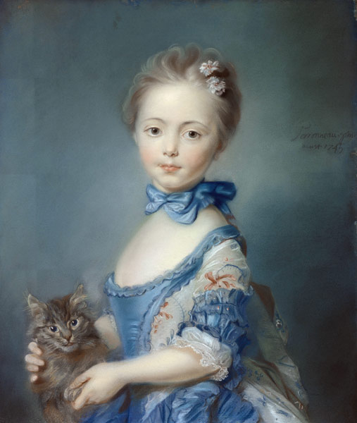 A Girl with a Kitten a Jean-Baptiste Perronneau