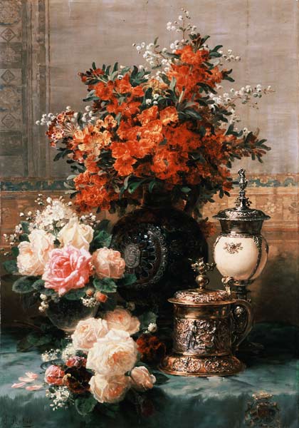 Stillleben mit Rosen und anderen Blumen a Jean Baptiste Robie