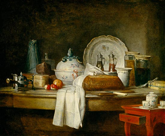 Quiet life with kitchens utensils a Jean-Baptiste Siméon Chardin
