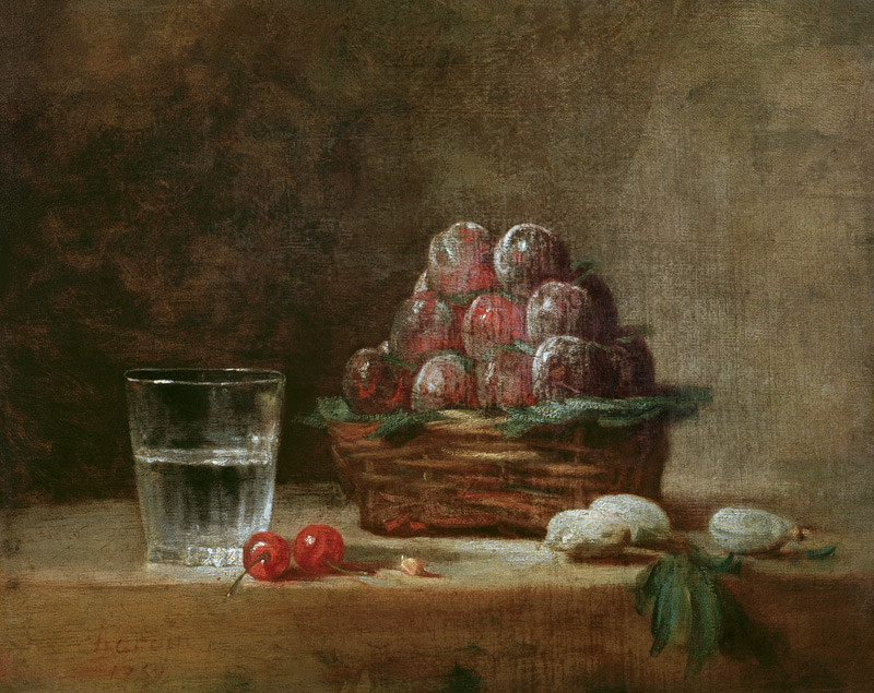 Baket of Plums a Jean-Baptiste Siméon Chardin